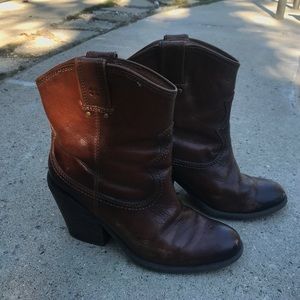 Lucky Brand Leather Cognac Ankle Boots